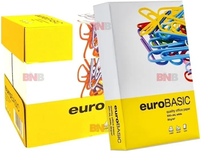 Hartie copiator A4, 80 g/mp, 500 coli/top, 5 topuri/cutie euroBASIC